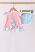 Pink Princess Embroidery Stripe Ruffle Bloomer Set - ARIA KIDS