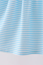 Blue Stripe Princess Embroidery Ruffle Dress - ARIA KIDS