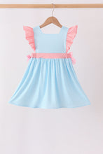Blue Stripe Princess Embroidery Ruffle Dress - ARIA KIDS