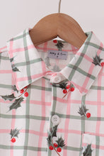 Red Holly Button Down Shirt - ARIA KIDS