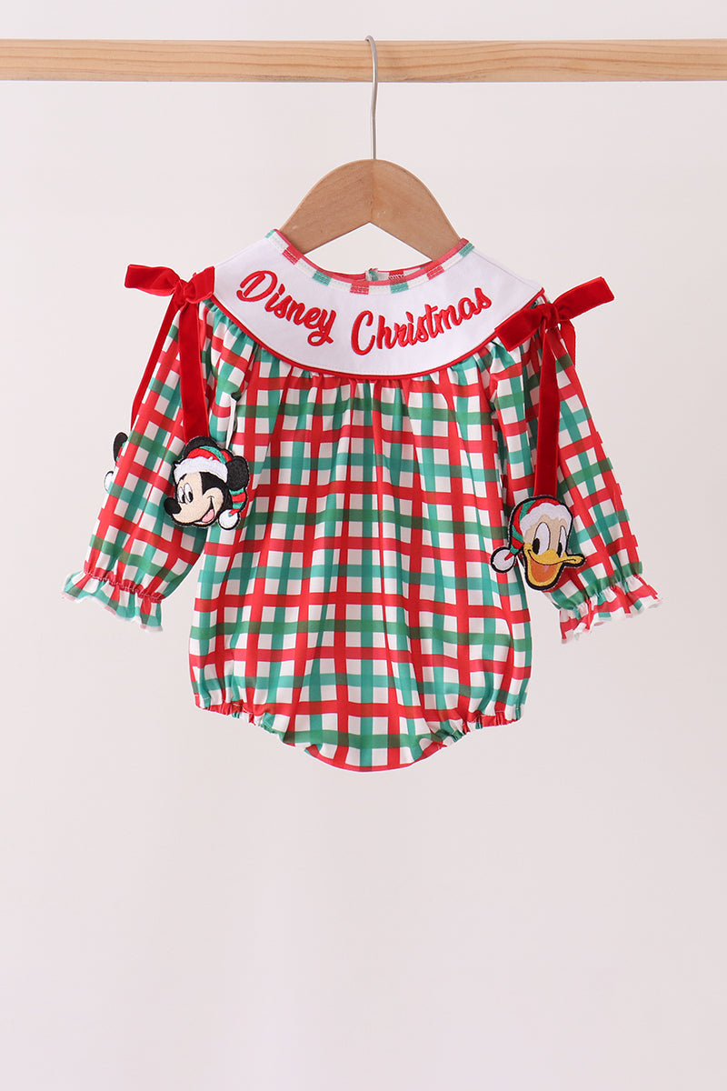 Red Character Embroidery Gingham Bubble - ARIA KIDS