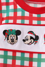 Red Character Embroidery Gingham Romper - ARIA KIDS