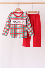 Red Character Embroidery Gingham Pants Set - ARIA KIDS