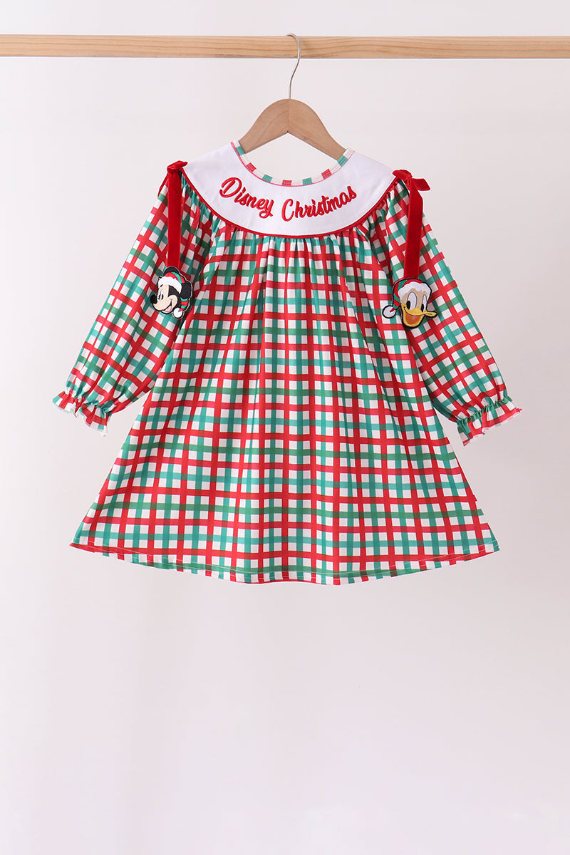 Red Character Embroidery Gingham Dress - ARIA KIDS