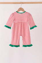 Red Nutcracker Embroidery Ruffle Stripe Romper