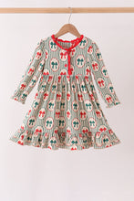 Green Christmas Bow Ruffle Bamboo Dress