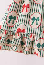 Green Christmas Bow Ruffle Bamboo Dress