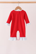 Red Reindeer French Knot Ruffle Romper