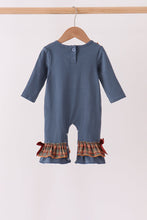 Blue Nativity Embroidery Ruffle Romper