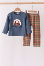 Blue Nativity Embroidery Pants Set