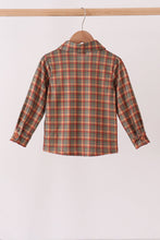 Brown Nativity Embroidery Button Down Shirt