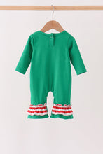 Green Reindeer French Knot Ruffle Romper