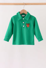 Green Reindeer French Knot Top