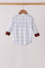 Blue Puppy Embroidery Gingham Bubble