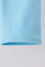 Blue Castle Embroidery Ruffle Pants Set