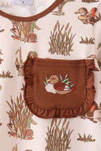 Brown Duck Embroidery Ruffle Pants Set