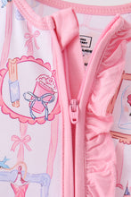 Pink Character Ruffle Bamboo Romper - ARIA KIDS