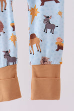 Blue Nativity Zip Bamboo Romper