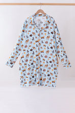 Blue Nativity Ruffle Bamboo Mom Dress