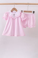 Pink stripe bunny bow embroidery bloomer set - ARIA KIDS