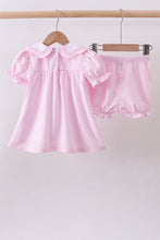 Pink stripe bunny bow embroidery bloomer set - ARIA KIDS