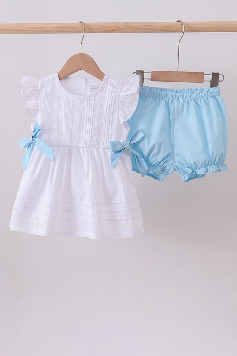 Blue bow ruffle bloomer set - ARIA KIDS