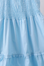 Blue smocked ruffle tiered dress - ARIA KIDS