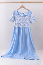 Blue floral ruffle dress