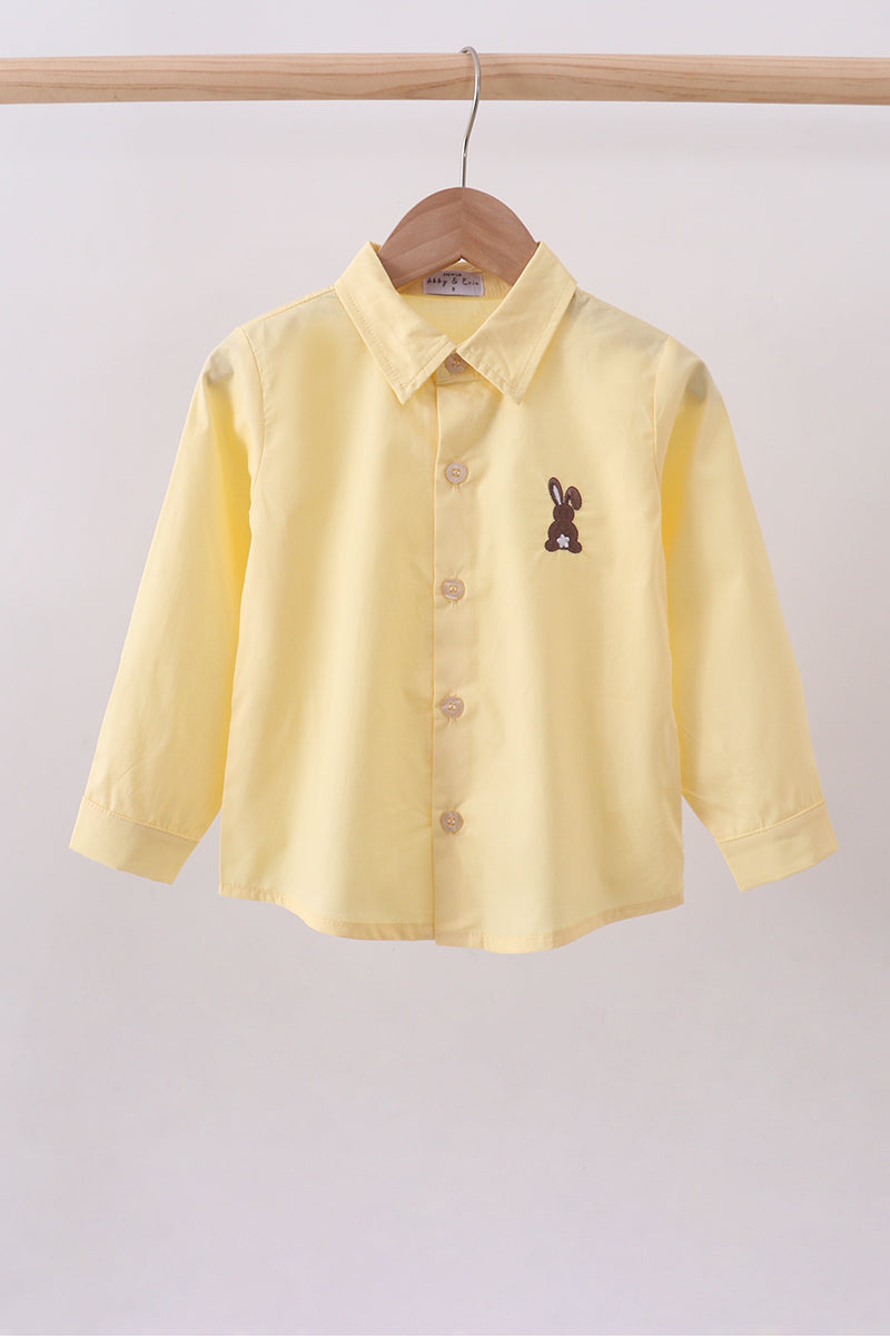 Beige bunny embroidery button down shirt - ARIA KIDS