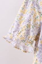 Floral print puff sleeve tiered dress