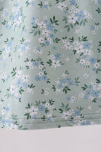 Sage floral cross embroidery ruffle dress