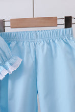 Blue cross embroidery lace pants set - ARIA KIDS