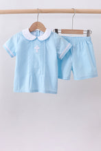 Blue cross embroidery shorts set - ARIA KIDS