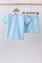 Blue cross embroidery shorts set - ARIA KIDS