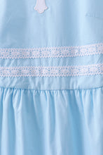 Blue cross embroidery ruffle tiered dress - ARIA KIDS