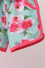 Pink floral I love Dad embroidery shorts set