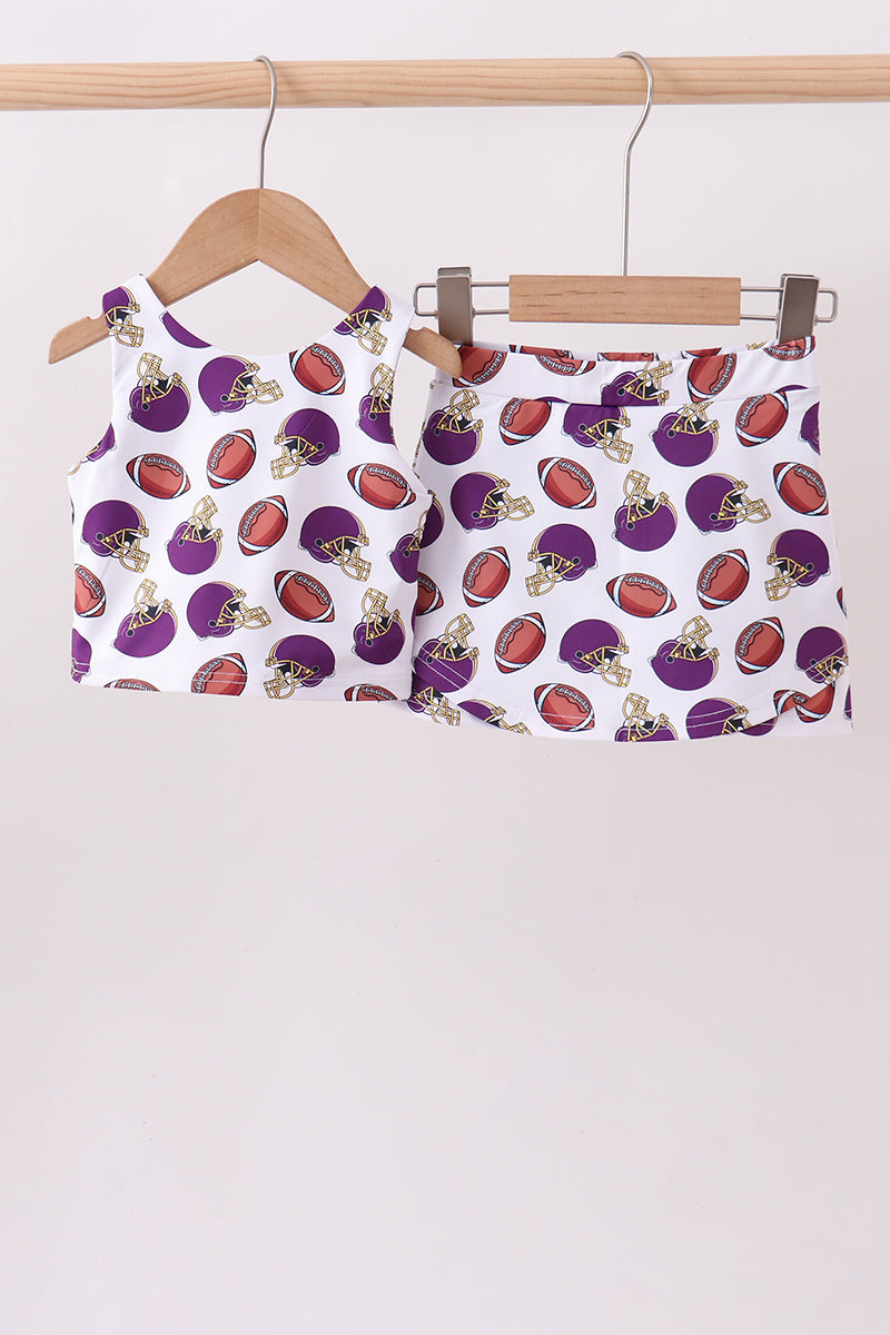 Purple active football print skort set - ARIA KIDS