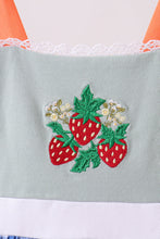 Sage strawberry embroidery ruffle gingham bloomer set - ARIA KIDS