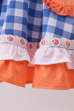 Sage strawberry embroidery ruffle gingham dress - ARIA KIDS