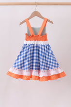 Sage strawberry embroidery ruffle gingham dress - ARIA KIDS