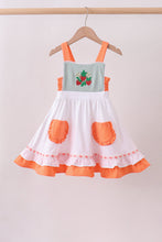 Sage strawberry embroidery ruffle dress - ARIA KIDS