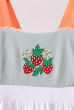 Sage strawberry embroidery ruffle dress - ARIA KIDS