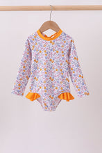 Mustard floral print ruffle rashguard - ARIA KIDS