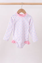 Pink floral print ruffle rashguard - ARIA KIDS