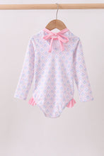 Pink floral print ruffle rashguard - ARIA KIDS