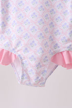 Pink floral print ruffle rashguard - ARIA KIDS