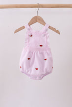 Pink stripe watermelon embroidery seersucker ruffle bubble - ARIA KIDS