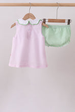 Pink stripe watermelon embroidery seersucker bloomer set - ARIA KIDS