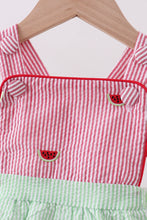 Red stripe watermelon embroidery seersucker bubble - ARIA KIDS