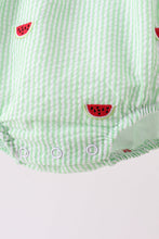 Red stripe watermelon embroidery seersucker bubble - ARIA KIDS